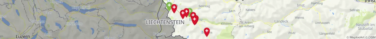 Map view for Pharmacies emergency services nearby Lorüns (Bludenz, Vorarlberg)